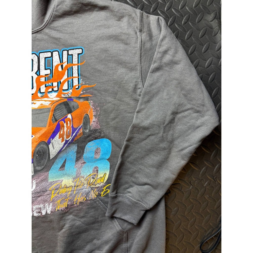 NovaMen Hell Bent Racing Graphic Hoodie Mens Large Charcoal Grey Sweatshirt 48 - Picture 4 of 7